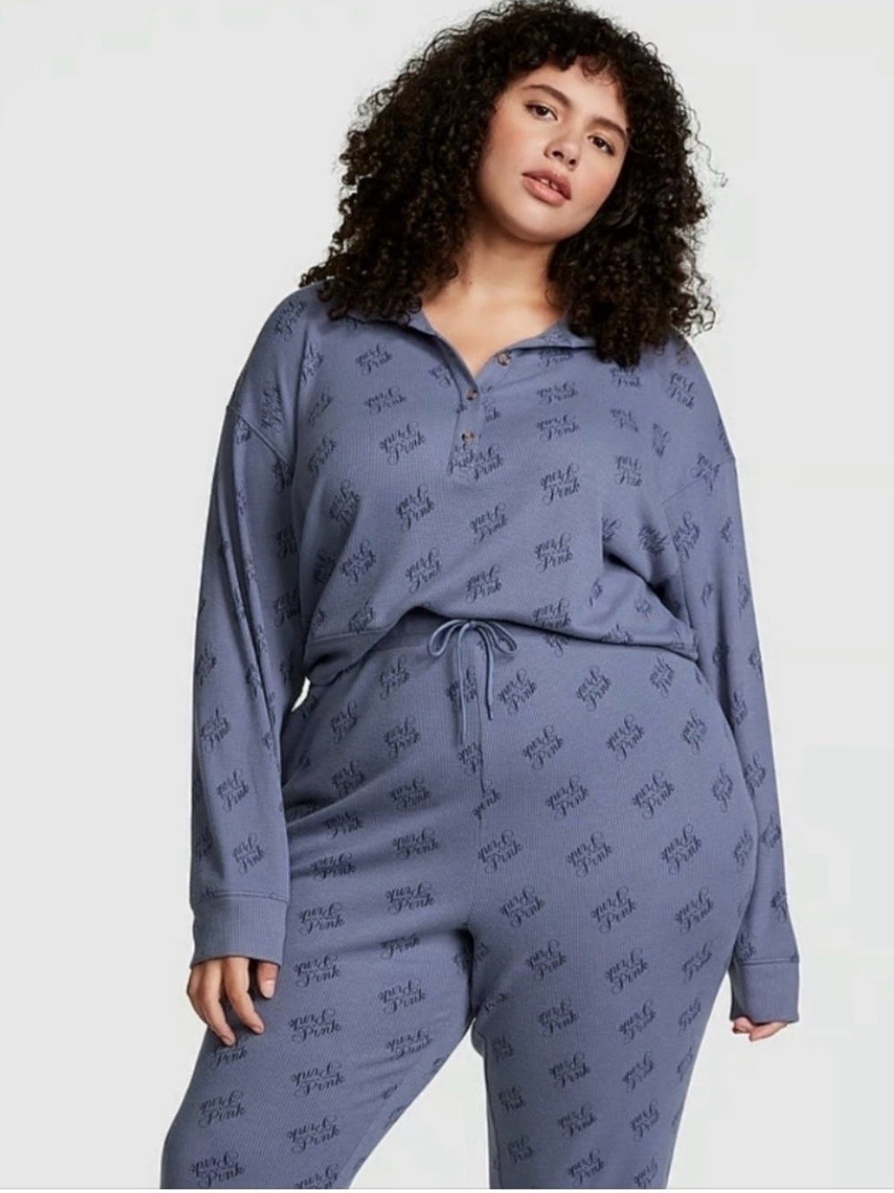 PINK Victoria's Secret Powder Blue Long-Sleeve Pajama Set